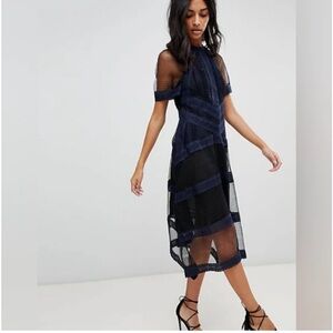 ALLSAINTS Lace Panel Midi Dress